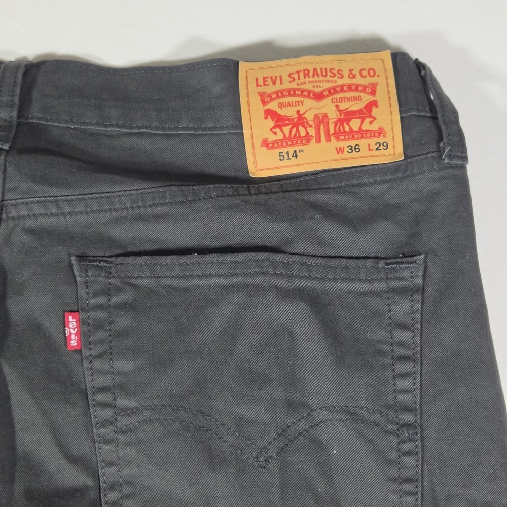 Levis 514 Jeans Mens Size 36x29 Charcoal Straight Leg Low Rise - Picture 3 of 8